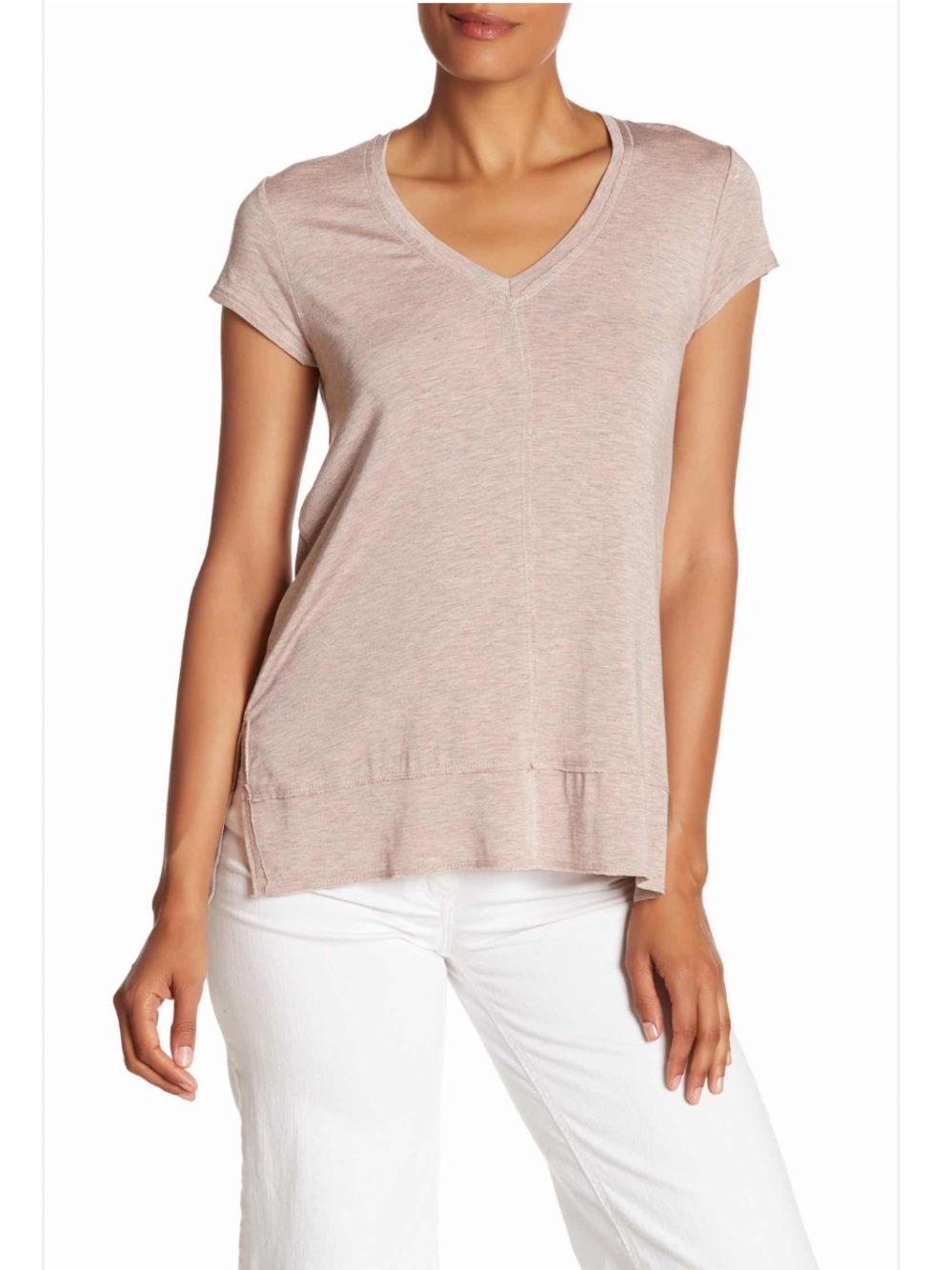 H by Bordeaux Heather Blush V-Neck T-shirt - Size Small